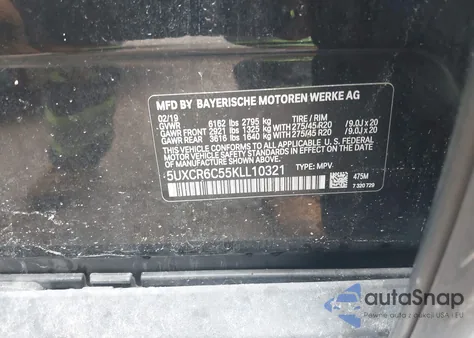 2019 BMW X5 xDrive40I из США, поврежденный, VIN 5UXCR6C55KLL10321